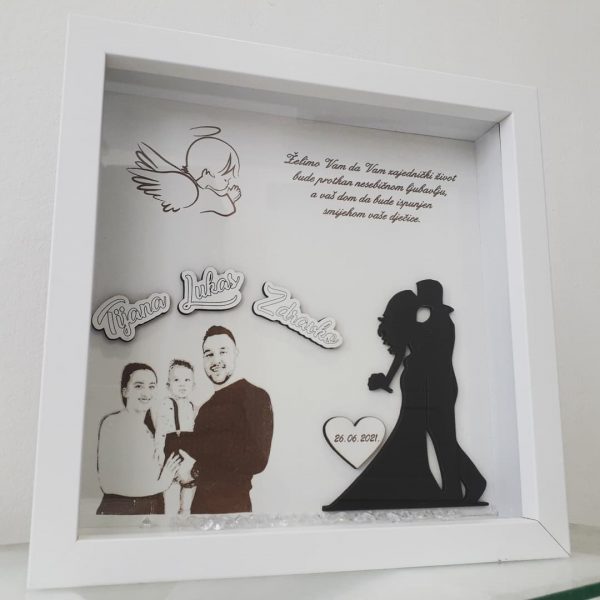 shadow box okvir za vjenčanje i krštenje